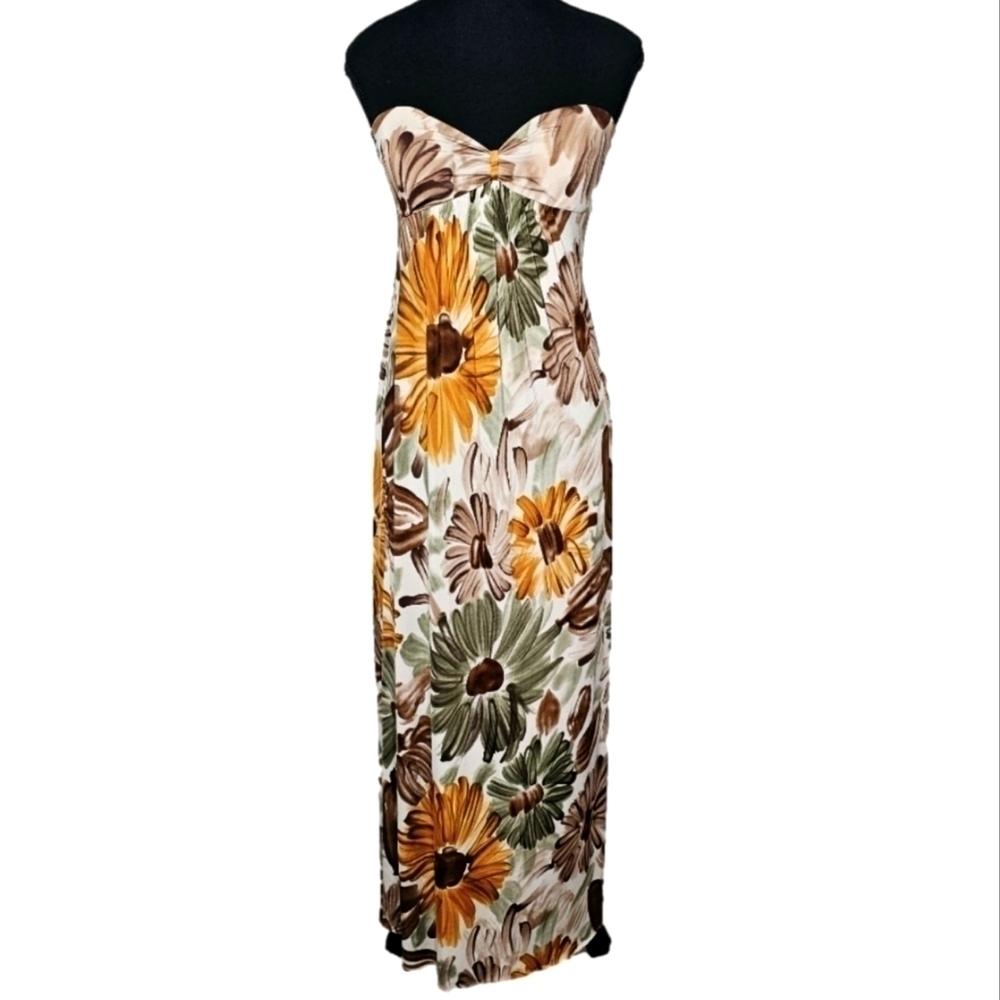 Sunflower Strapless Maxi Dress, O/S